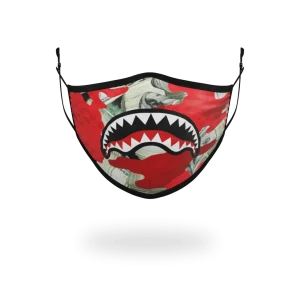ADULT MONEY CAMO (RED) FORM-FITTING FACE MASK