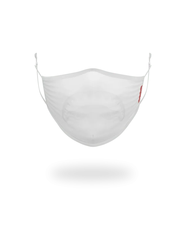 ADULT WHITE ON WHITE SHARK FORM-FITTING FACE MASK