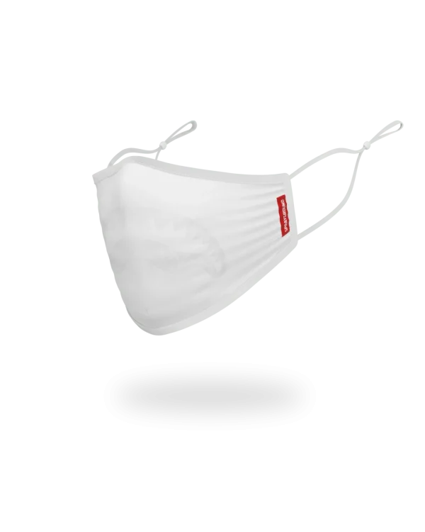 ADULT WHITE ON WHITE SHARK FORM-FITTING FACE MASK