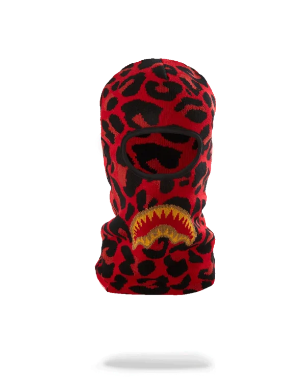 RED LEOPARD GOLD SHARK MOUTH SKI MASK
