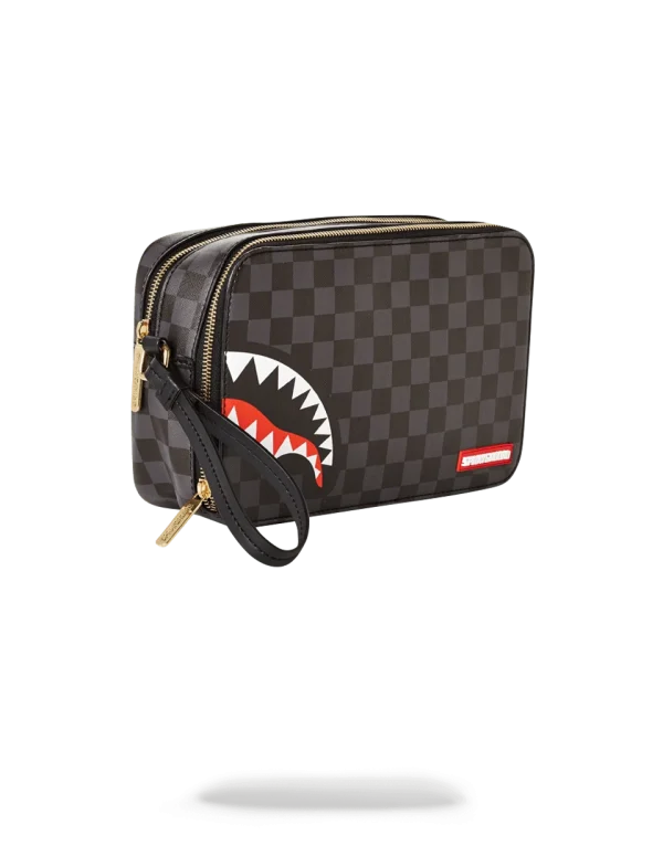 SHARKS IN PARIS (BLACK CHECKERED EDITION) TOILETRY AKA MONEY BAGS