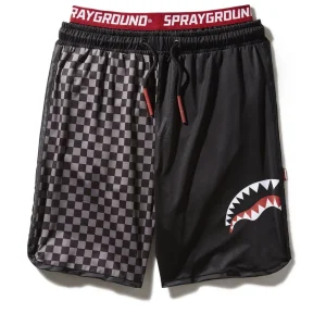 GREY CHECKERED SPLIT CORTO SWIM TRUNKS