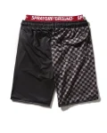 GREY CHECKERED SPLIT CORTO SWIM TRUNKS