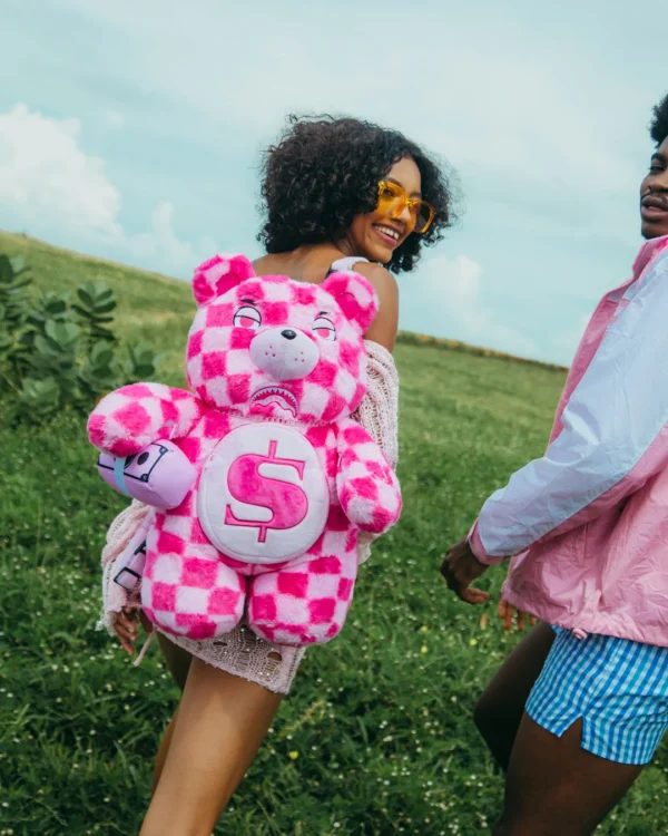 FURZILLA SHARK (PINK CHECK) MONEYBEAR BACKPACK