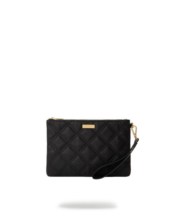 NOIR QUILT GOLD CHAIN SHARK CROSSOVER CLUTCH