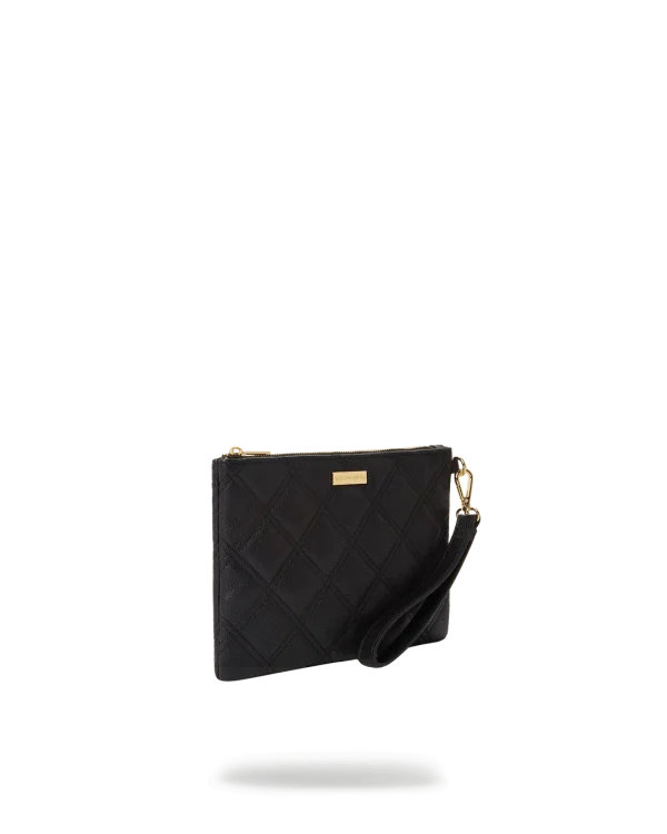 NOIR QUILT GOLD CHAIN SHARK CROSSOVER CLUTCH