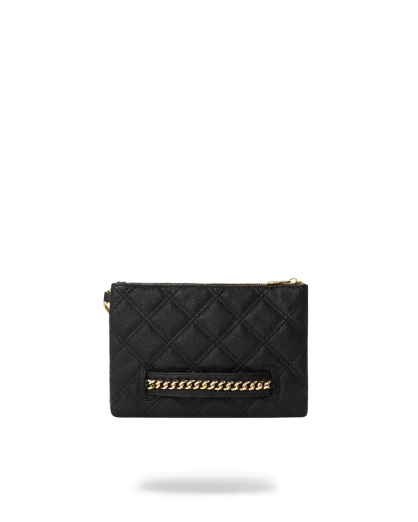 NOIR QUILT GOLD CHAIN SHARK CROSSOVER CLUTCH