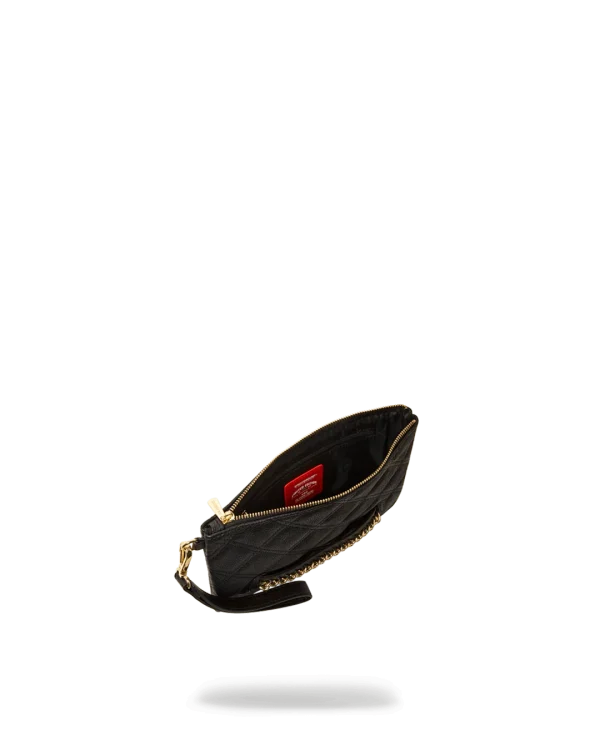 NOIR QUILT GOLD CHAIN SHARK CROSSOVER CLUTCH