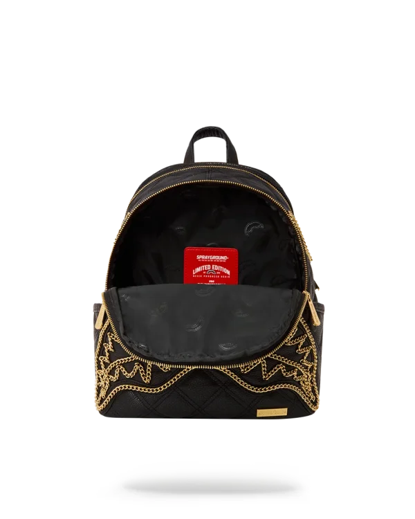 NOIR QUILT GOLD CHAIN SHARK SAVAGE BACKPACK