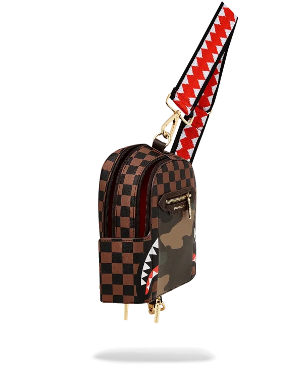 EXTERIOR GOLD ZIP POCKET SHARKS IN PARIS BACKPACK SLING