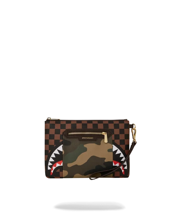 EXTERIOR GOLD ZIP POCKET SHARKS IN PARIS CROSSOVER CLUTCH