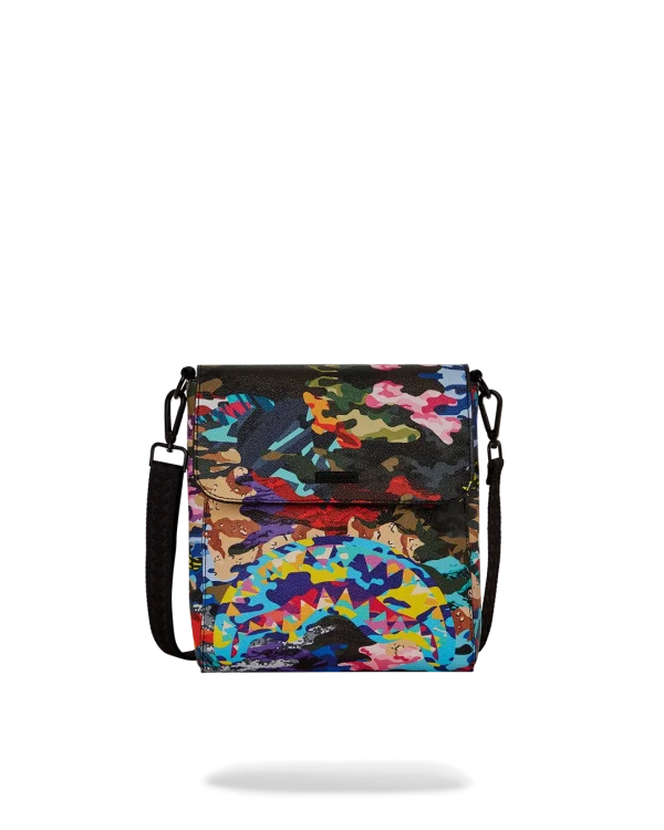 SLICED AND DICED CAMO MESSENGER SLING BAG