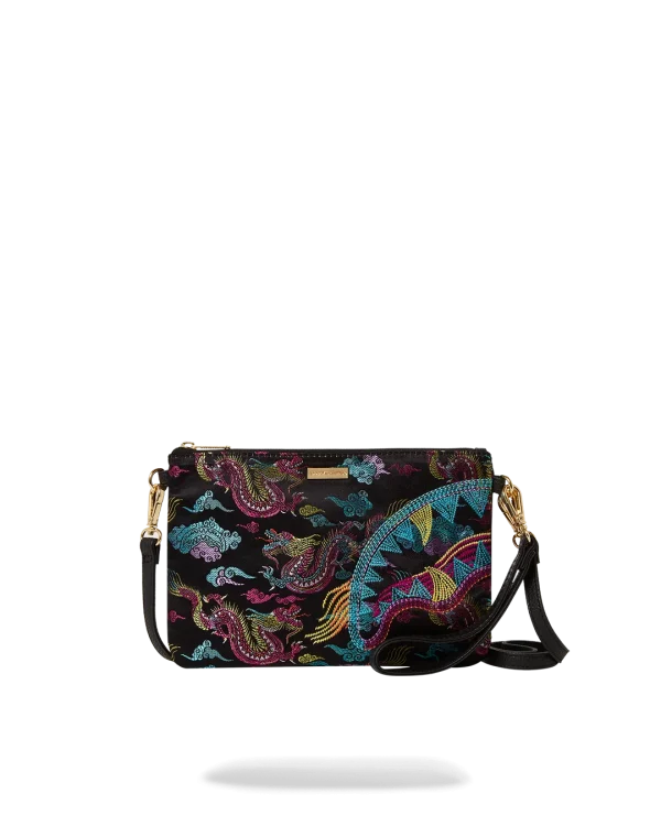 EMBROIDERED DRAGONS CROSSOVER CLUTCH