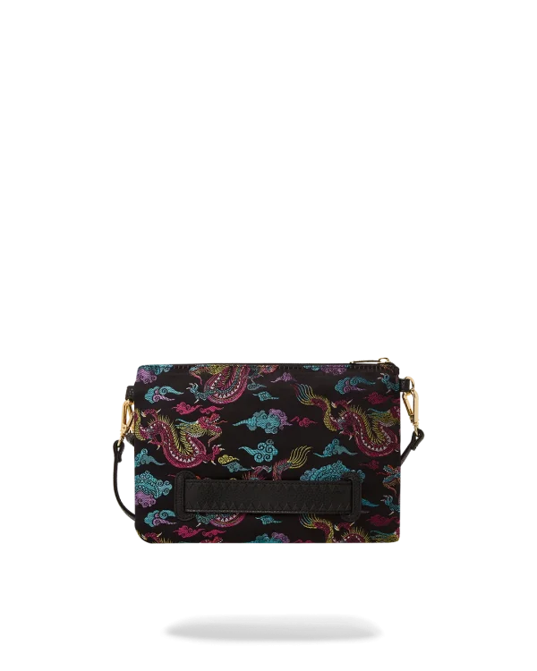 EMBROIDERED DRAGONS CROSSOVER CLUTCH