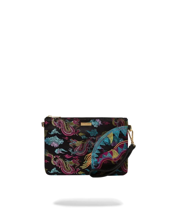 EMBROIDERED DRAGONS CROSSOVER CLUTCH