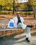 KEITH HARING BIG BLUE PURSE ART BACKPACK
