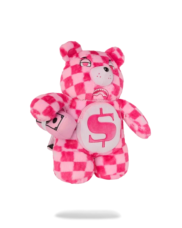 FURZILLA SHARK (PINK CHECK) MONEYBEAR BACKPACK