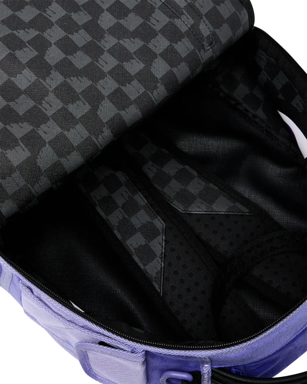 REVERSE MODE - PURPLE VELOUR TO BLACK CHECK BACKPACK