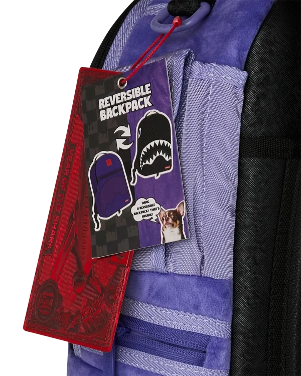 REVERSE MODE - PURPLE VELOUR TO BLACK CHECK BACKPACK