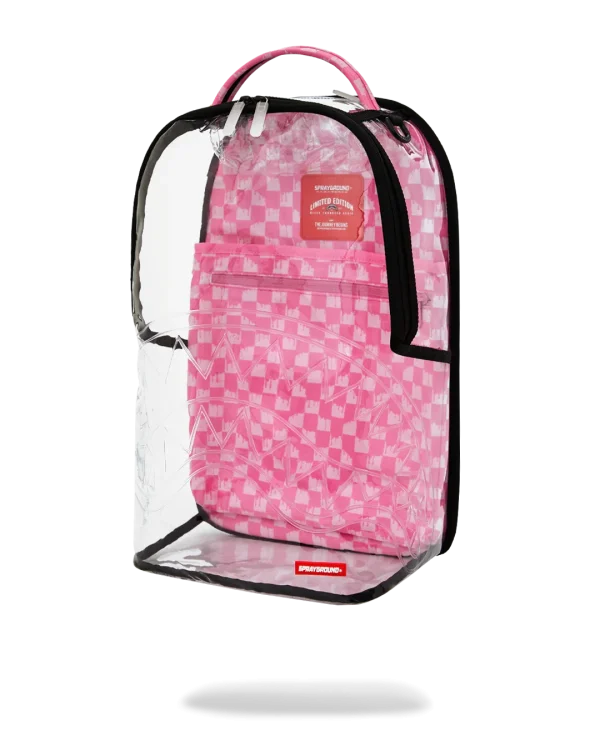 CLEAR DLX BACKPACK - CHECKED OUT (PINK DRIP)