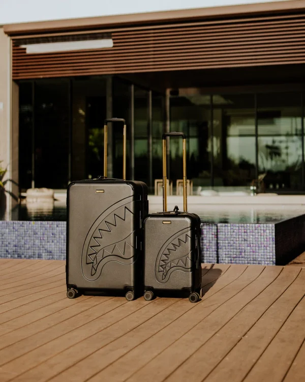 REALITY CHECK SHARKITECTURE CARRY-ON JETBLACK LUGGAGE (GOLD HARDWARE)
