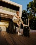 REALITY CHECK SHARKITECTURE CARRY-ON JETBLACK LUGGAGE (GOLD HARDWARE)