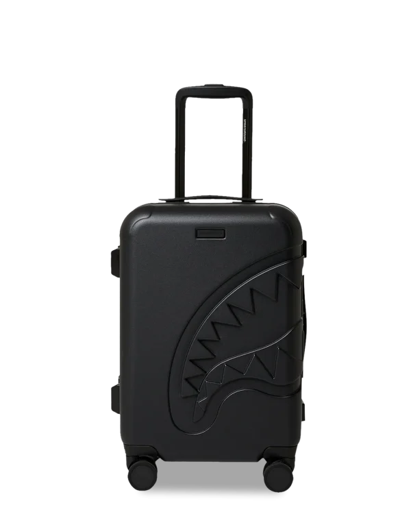 THE JOURNEY BEGINS SHARKITECTURE CARRY-ON LUGGAGE BLACK WITH EXTRA STICKERS