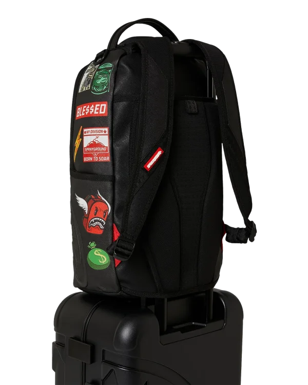 THE JOURNEY BEGINS SHARKITECTURE CARRY-ON LUGGAGE BLACK WITH EXTRA STICKERS