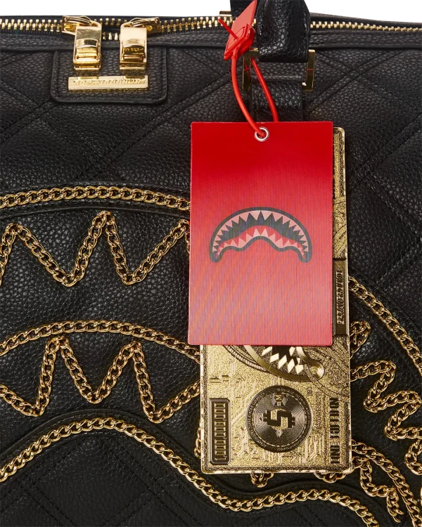 NOIR QUILT GOLD CHAIN SHARK DUFFLE