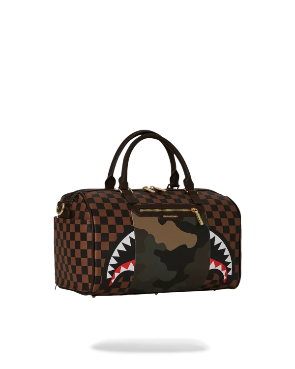 EXTERIOR GOLD ZIP POCKET SHARKS IN PARIS MINI DUFFLE