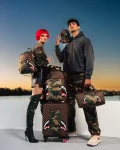 EXTERIOR GOLD ZIP POCKET SHARKS IN PARIS MINI DUFFLE