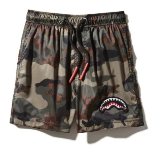 KIDS CAMO CHECKERED SWIM TRUNKS
