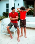KIDS CHECKS & CAMO SWIM TRUNKS