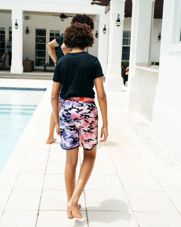 KIDS SPLIT CAMO SWIM TRUNKS