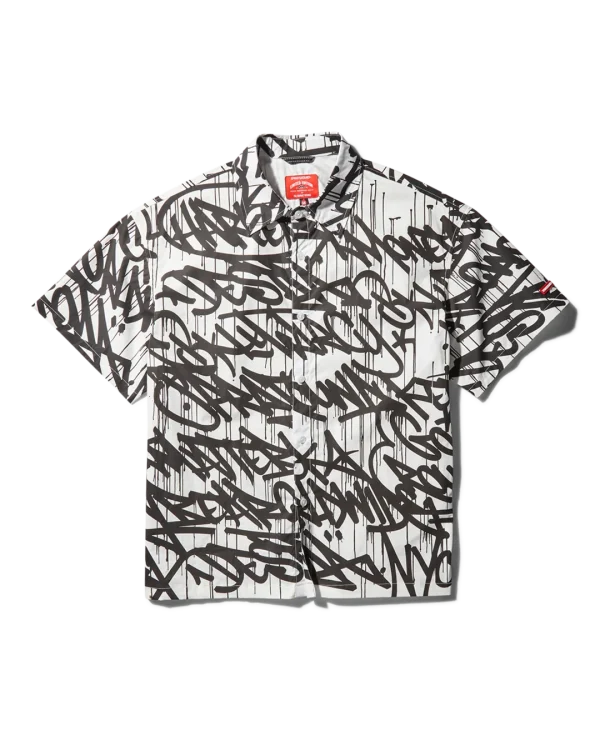GRAFFITI SHORT SLEEVE BUTTON FRONT SHIRT