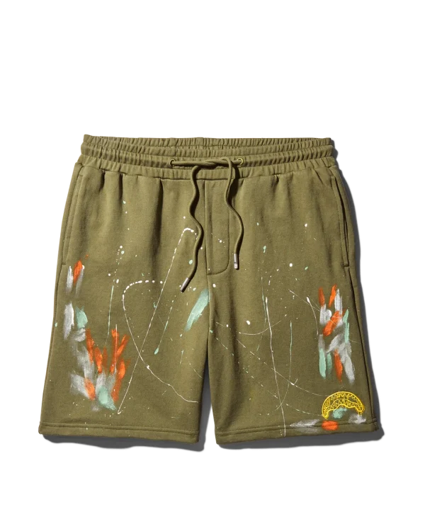 PAINT SPLAT KNIT SHORTS (GREEN)
