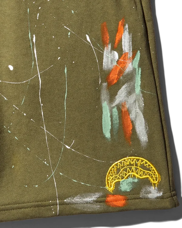 PAINT SPLAT KNIT SHORTS (GREEN)