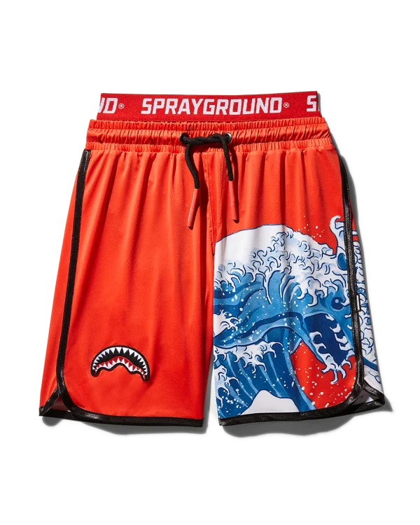 KIDS JAPAN WAVE SWIM TRUNKS (RED)