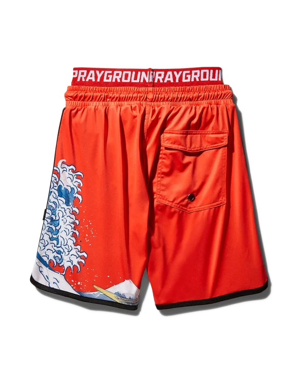 KIDS JAPAN WAVE SWIM TRUNKS (RED)