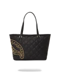 NOIR QUILT GOLD CHAIN SHARK TOTE