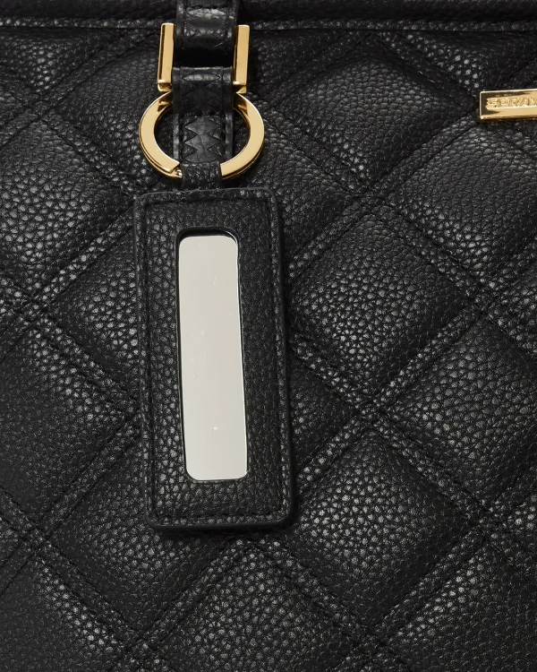 NOIR QUILT GOLD CHAIN SHARK TOTE