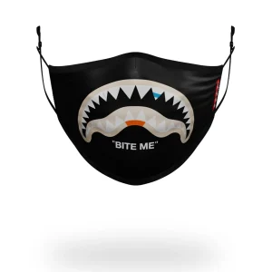 BITE ME SHARK (BLK) POLYESTER FACE MASK