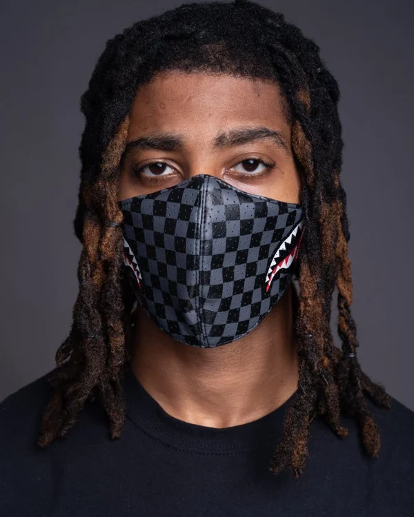 SHARKS IN PARIS (GRAY) VEGAN LEATHER FACE MASK