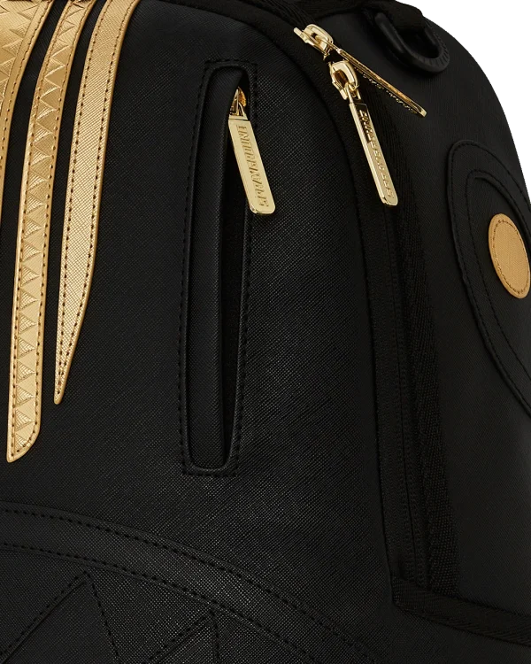 GOLD AND BLACK RACING STRIPES BACKPACK
