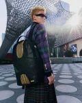 GOLD AND BLACK RACING STRIPES BACKPACK